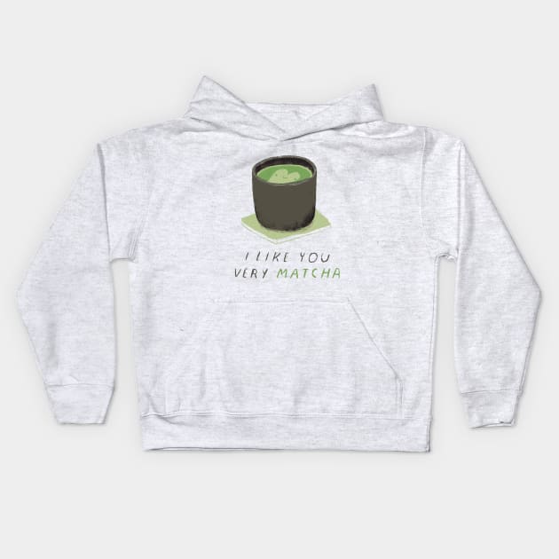 i like you very matcha Kids Hoodie by Louisros